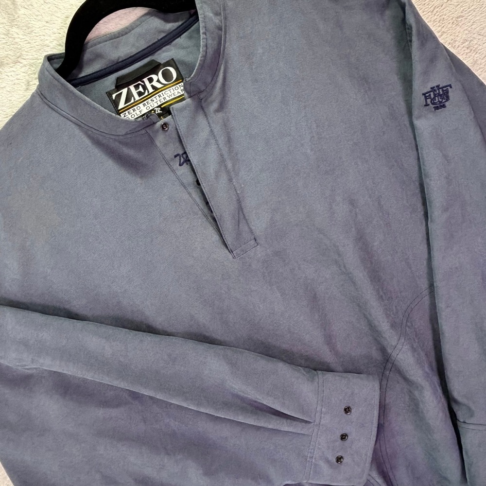 Zero Restriction Mens Pullover Large Blue 1/4 Snap Golf Outerwear Made in USA